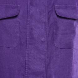 Pre Owned Loro Piana Purple Linen Pocketed Long Jacket M