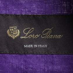Pre Owned Loro Piana Purple Linen Pocketed Long Jacket M