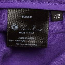 Pre Owned Loro Piana Purple Linen Pocketed Long Jacket M