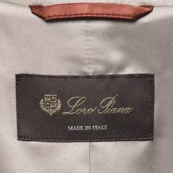 Pre Owned Loro Piana Grey Embroidered Cashmere Long Sleeves Car Coat M