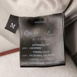 Pre Owned Loro Piana Grey Embroidered Cashmere Long Sleeves Car Coat M