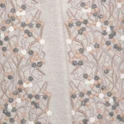 Pre Owned Loro Piana Grey Embroidered Cashmere Long Sleeves Car Coat M