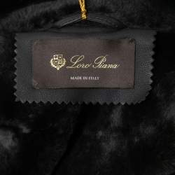 Loro Piana Black Lambskin & Shearling Mid-Length Coat M