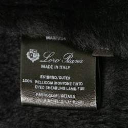 Loro Piana Black Lambskin & Shearling Mid-Length Coat M
