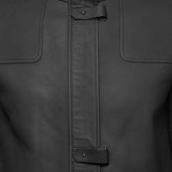 Loro Piana Black Lambskin & Shearling Mid-Length Coat M