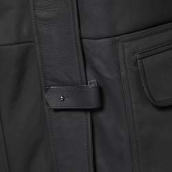 Loro Piana Black Lambskin & Shearling Mid-Length Coat M