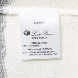 Loro Piana Grey Cashmere Mink Pom-Pom Embellished Sweater S