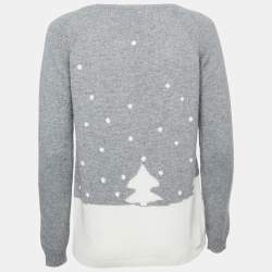Loro Piana Grey Cashmere Mink Pom-Pom Embellished Sweater S