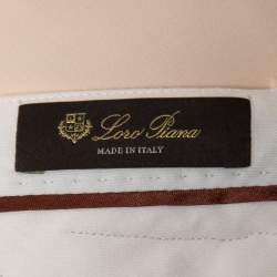 Pre Owned Loro Piana Cream Crepe Straight Leg Trousers M