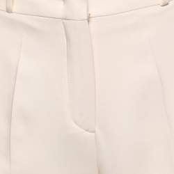Pre Owned Loro Piana Cream Crepe Straight Leg Trousers M