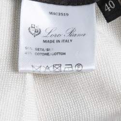 Pre Owned Loro Piana White Striped Patterned Knit Flared Midi Skirt S