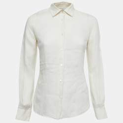 Loro Piana Cream Linen Button Front Shirt S