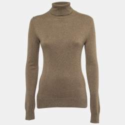 Loro Piana Dark Beige Cashmere Knit Turtleneck Sweater M