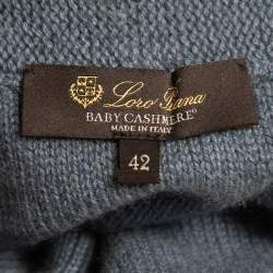 Pre Owned Loro Piana Blue Cashmere Knit Off-Shoulder Full Sleeve Top M