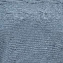 Pre Owned Loro Piana Blue Cashmere Knit Off-Shoulder Full Sleeve Top M