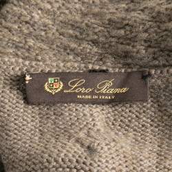 Pre Owned Loro Piana Brown Cashmere Cable Knit Turtleneck Sweater Dress M