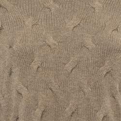Pre Owned Loro Piana Brown Cashmere Cable Knit Turtleneck Sweater Dress M