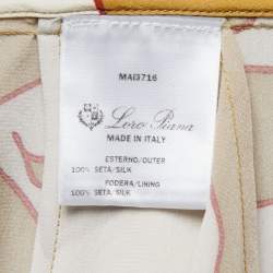 Pre Owned Loro Piana Yellow Printed Silk Belted Maxi Dress S