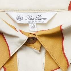 Pre Owned Loro Piana Yellow Printed Silk Belted Maxi Dress S