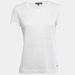 Pre Owned Loro Piana White Linen Knit T-Shirt M
