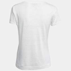 Pre Owned Loro Piana White Linen Knit T-Shirt M