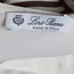 Pre Owned Loro Piana White Striped Patterned Silk Sleeveless Maxi Dress M