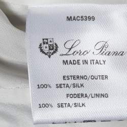 Pre Owned Loro Piana White Striped Patterned Silk Sleeveless Maxi Dress M