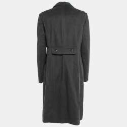 Pre Owned Loro Piana Black Cashmere Zip Front Storm System Long Coat L