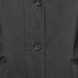 Pre Owned Loro Piana Black Cashmere Zip Front Storm System Long Coat L