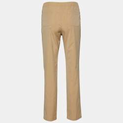 Pre Owned Loro Piana Beige Cotton & Silk Tapered Leg Pants S
