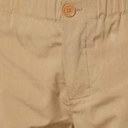 Pre Owned Loro Piana Beige Cotton & Silk Tapered Leg Pants S