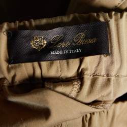Pre Owned Loro Piana Beige Cotton & Silk Tapered Leg Pants S