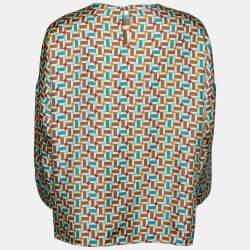 Pre Owned Loro Piana Multicolor Geometric Printed Silk Top M
