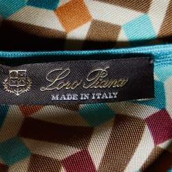 Pre Owned Loro Piana Multicolor Geometric Printed Silk Top M