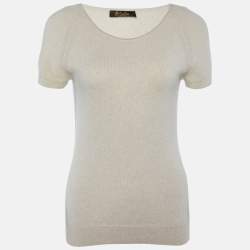 Pre Owned Loro Piana Beige Baby Cashmere Top M