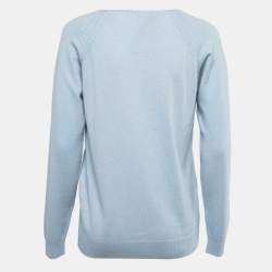 Loro Piana Light Blue Cashmere V-Neck Sweater M