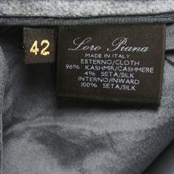Pre Owned Loro Piana Grey Cashmere Straight Leg Trousers M