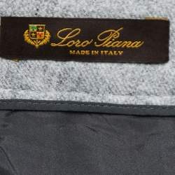Pre Owned Loro Piana Grey Cashmere Straight Leg Trousers M