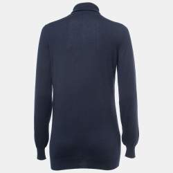 Loro Piana Navy Blue Cashmere Turtleneck Sweater L
