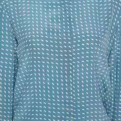Pre Owned Loro Piana Blue Printed Silk Button Front Shirt M