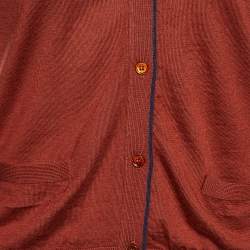 Pre Owned Loro Piana Brick Brown Virgin Wool Button Front Cardigan XS