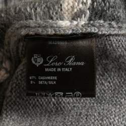Pre Owned Loro Piana Grey Patterned Cashmere Turtle Neck Sweater XL