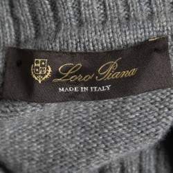 Pre Owned Loro Piana Grey Patterned Cashmere Turtle Neck Sweater XL
