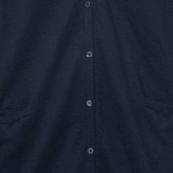 Pre Owned Loro Piana Navy Blue Cashmere Buttoned Long Cardigan M