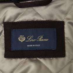 Pre Owned Loro Piana Purple Cashmere Fur Trimmed Hood Icery Long Coat S