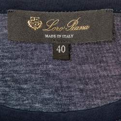 Pre Owned Loro Piana Navy Blue Cotton Knit T-Shirt S