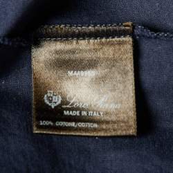 Pre Owned Loro Piana Navy Blue Cotton Knit Round Neck T-Shirt S