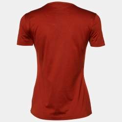 Pre Owned Loro Piana Burnt Orange Cotton Knit Round Neck T-Shirt S