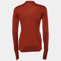 Loro Piana Burnt Orange Cotton Knit Button Front Cardigan S