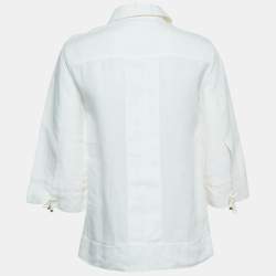 Pre Owned Loro Piana Ivory White Linen Shirt S